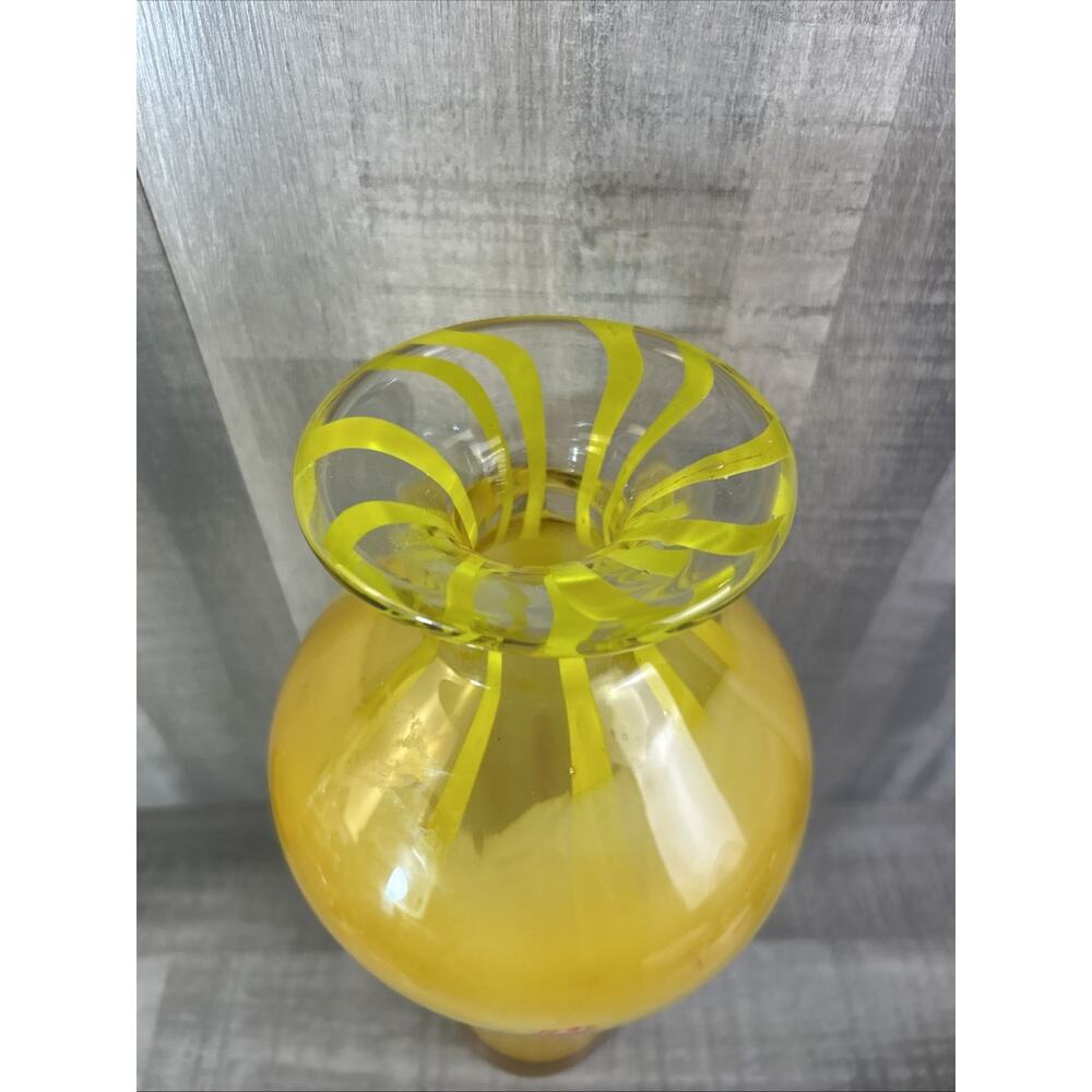 VTG Murano Glass Sunburst Vase Italy Yellow And Orange Heavy Art Deco - Picture 2 of 11